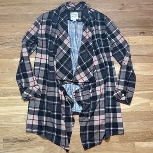 New York Laundry Plaid High Low Open Cardigan Women’s M